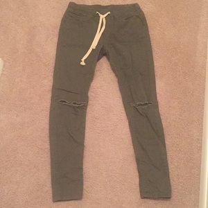 Green Drawstring skinny jeans!